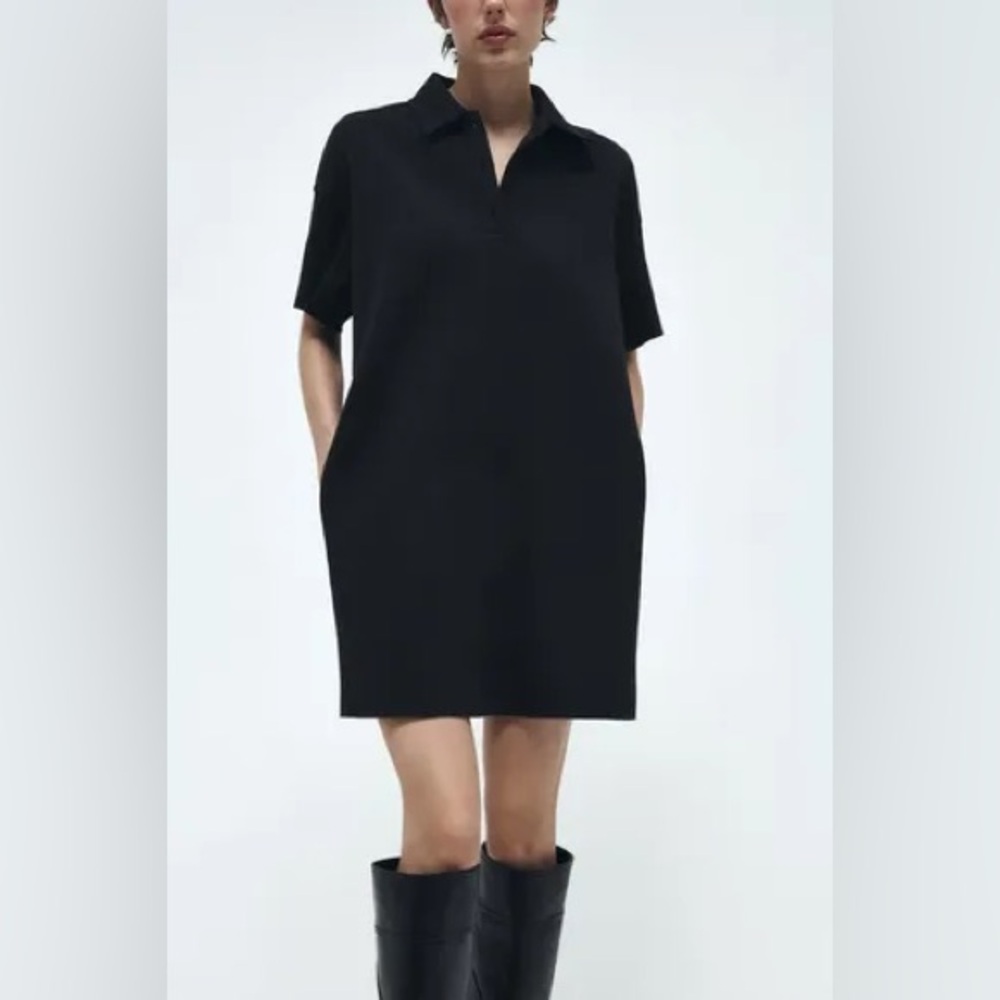 Zara black polo short sleeve dress